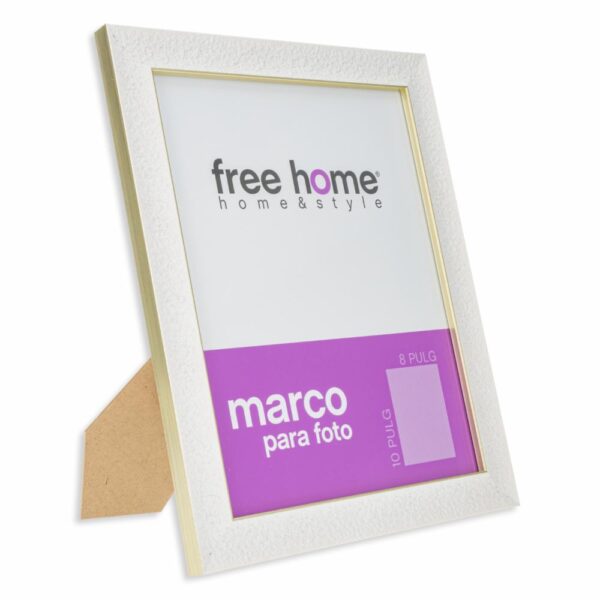 Portarretrato Blanco Orilla Dorada FREE HOME 8X10" - Imagen 2