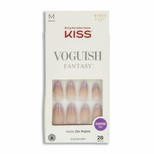 Uñas Postizas Medianas Voguish Fantasy Francés Morado KISS X 28 Uds