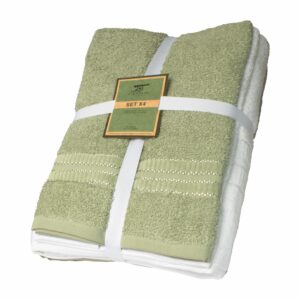 Set De Toallas Amirach Blanco Con Verde CANNON