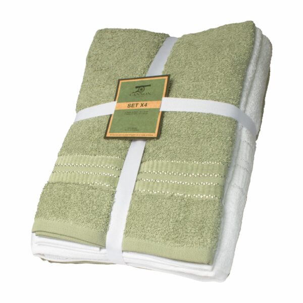 Set De Toallas Amirach Blanco Con Verde CANNON