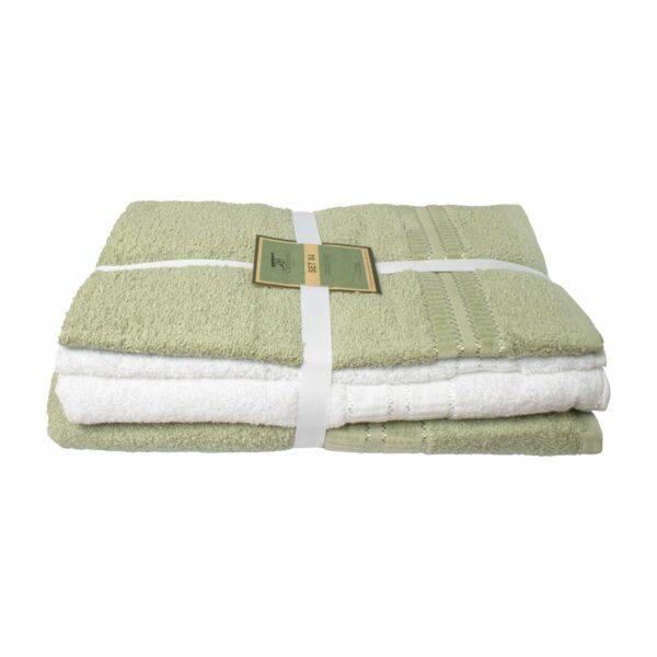 Set De Toallas Amirach Blanco Con Verde CANNON - Imagen 3