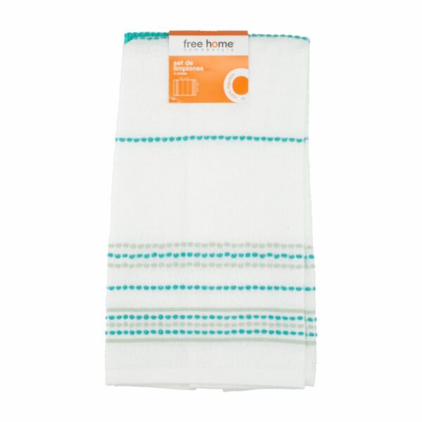 Toallas De Cocina Moscatel Blanco Con Verde FREE HOME X 2 Uds