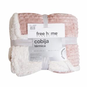 Cobija Velvet Relieve Sherpa Waffle Palo De Rosa FREE HOME