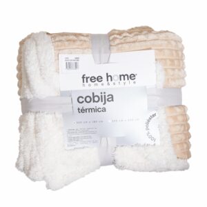 Cobija Velvet Relieve Sherpa Wafle Habano FREE HOME