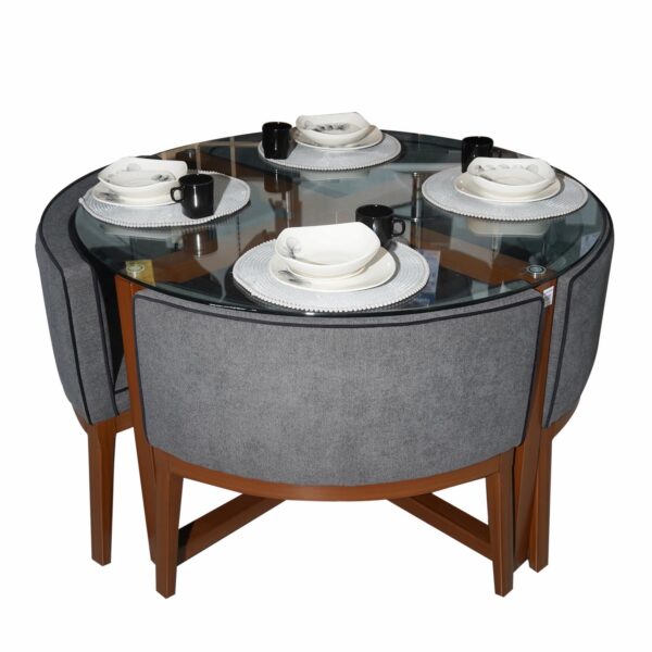 Juego De Comedor Elegante Plomo MUEBLES GALLARDO 4 Puestos - Imagen 2