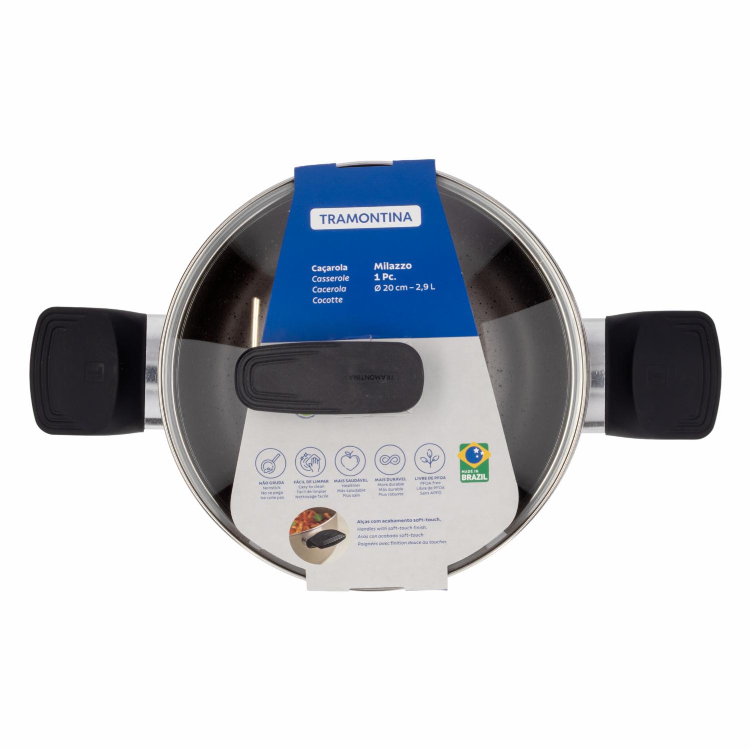 Cacerola Antiadherente Con Tapa De Vidrio Milazzo TRAMONTINA 20 Cm - Imagen 4