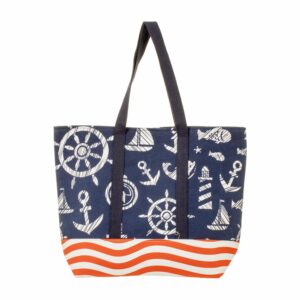 Bolso De Playa Azul Con Rojo NARSY CHIC