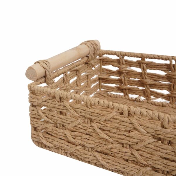 Cesta De Mimbre Rectangular Natural Con Madera FREE HOME Pequeño - Imagen 2