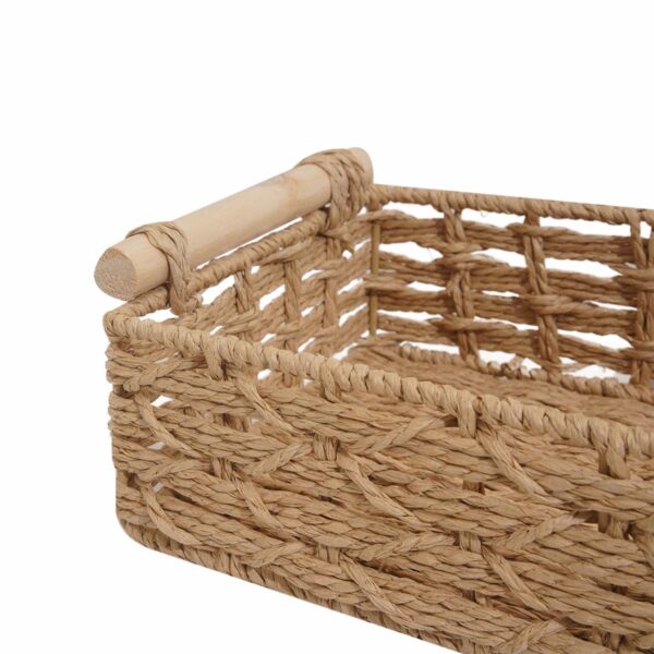 Cesta De Mimbre Rectangular Natural Con Madera FREE HOME Pequeño - Imagen 2