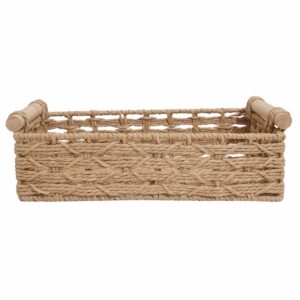 Cesta De Mimbre Rectangular Natural Con Madera FREE HOME Grande