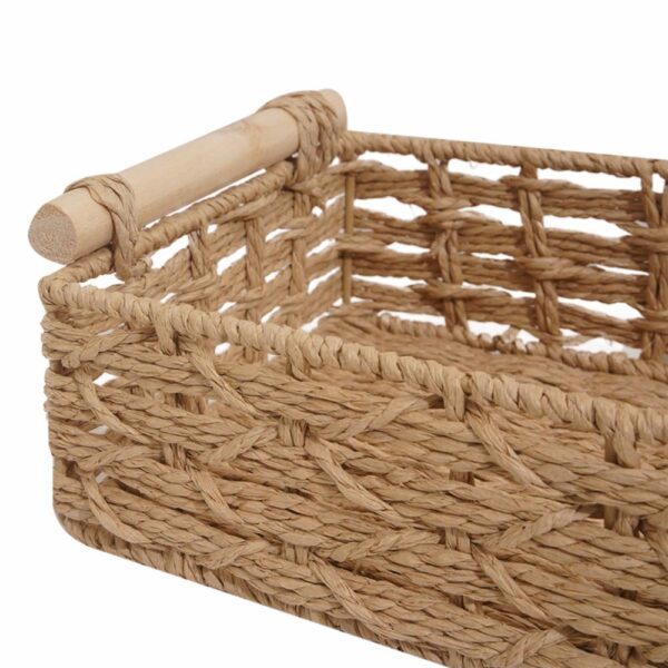 Cesta De Mimbre Rectangular Natural Con Madera FREE HOME Grande - Imagen 2