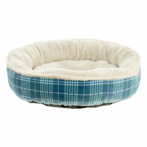 Cama Para Mascota Redonda Bicolor Azul Beige LM-PET 80 Cm