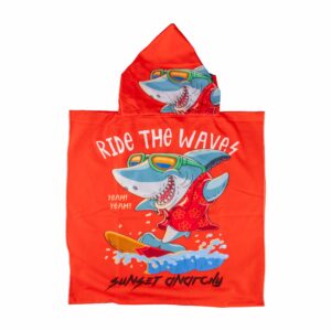 Toalla De Playa Tiburón Naranja TOP KIDS Poliéster Y Algodón