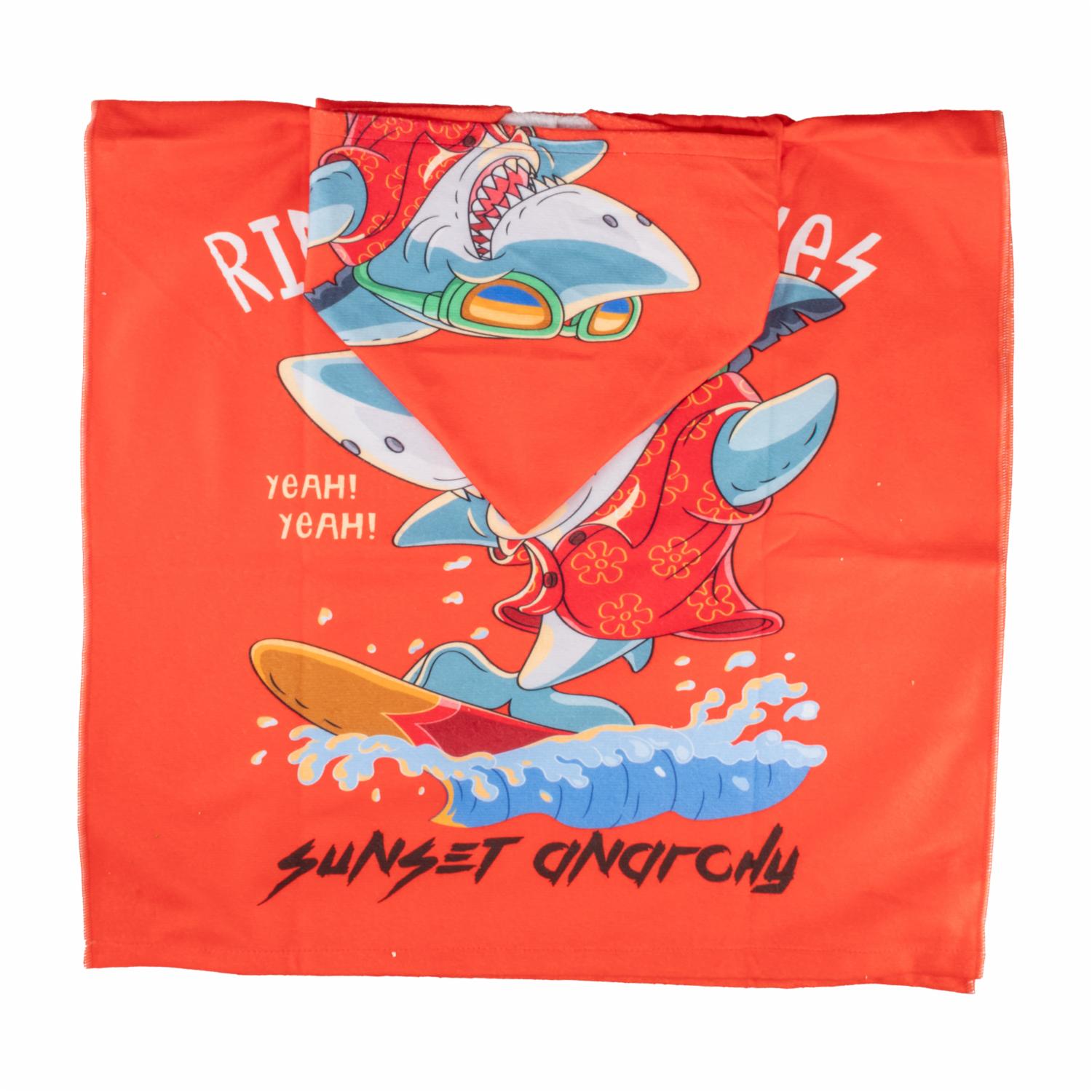 Toalla De Playa Tiburón Naranja TOP KIDS Poliéster Y Algodón - Imagen 2