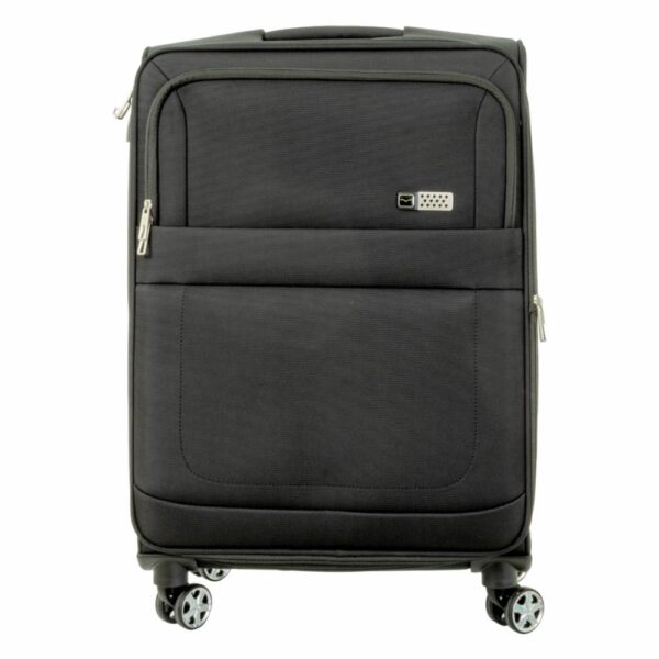 Maleta De Viaje Suave Trolley Negra TRANSWORLD LUGGAGE 68x45x26 Cm