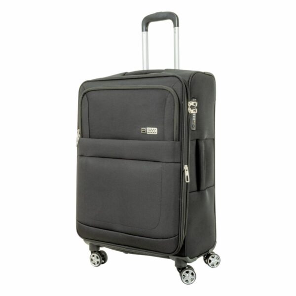 Maleta De Viaje Suave Trolley Negra TRANSWORLD LUGGAGE 68x45x26 Cm - Imagen 2