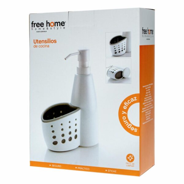 Porta Esponja Con Dispensador De Jabón FREE HOME Blanco - Imagen 3