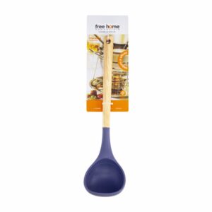 Cuchara De Servir Silicona Azul Mango De Madera FREE HOME 1  Pieza