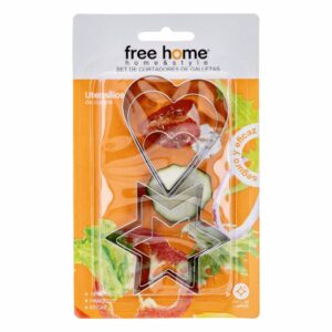 Set Cortadores De Galletas Corazones Y  Estrellas Metálicos FREE HOME 6 Piezas