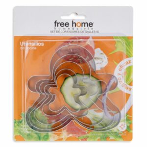 Cortadores De Galletas Diseño Muñeco De Jengibre FREE HOME 5 Piezas