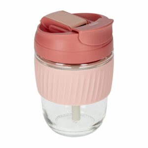 Vaso De Cristal Para Café Con Pitillo Rosado 360 Ml SINOGLASS 69156002