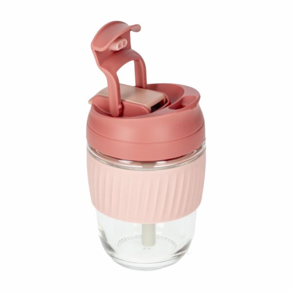 Vaso De Cristal Para Café Con Pitillo Rosado 360 Ml SINOGLASS 69156002 - Imagen 2