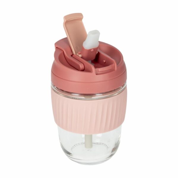 Vaso De Cristal Para Café Con Pitillo Rosado 360 Ml SINOGLASS 69156002 - Imagen 3