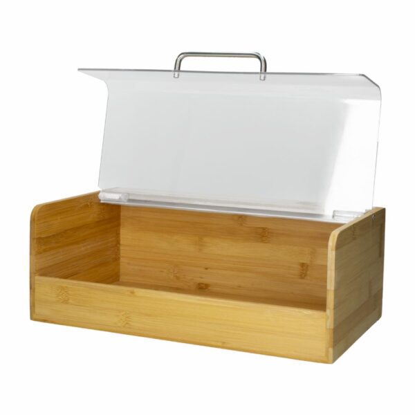Panera De Bambú Con Tapa Transparente FREE HOME 36x14x25 Cm - Imagen 2