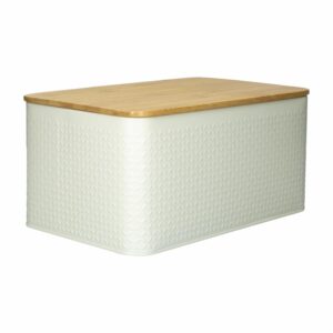 Panera Metálica Con Tapa De Bambú FREE HOME 22x34x15 Cm