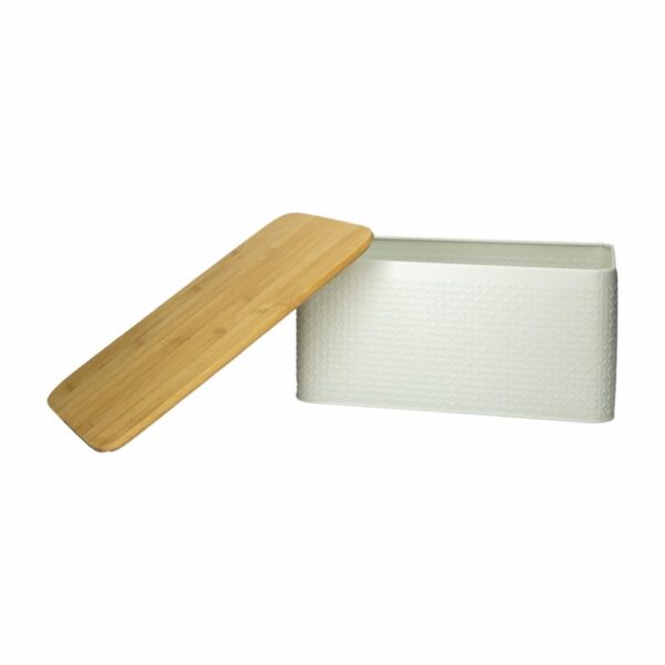 Panera Metálica Con Tapa De Bambú FREE HOME 22x34x15 Cm - Imagen 2