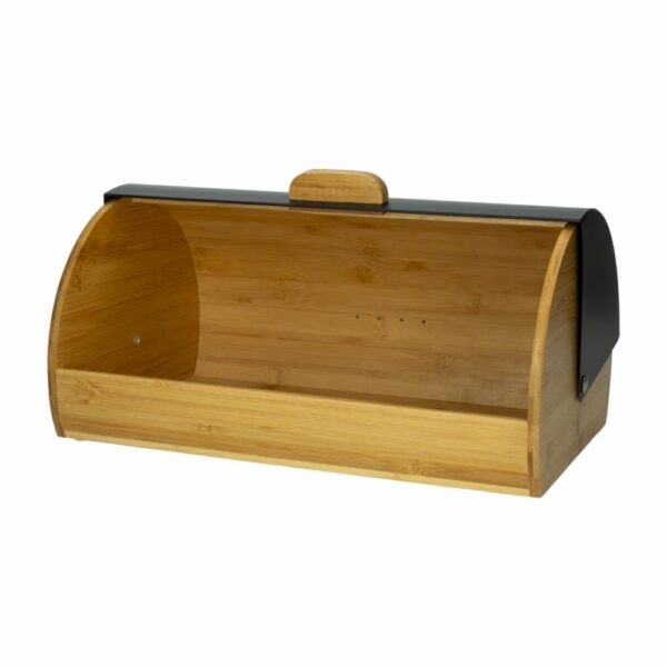 Panera De Bambú Con Tapa Negra De Metal FREE HOME 38x19x25 Cm - Imagen 2