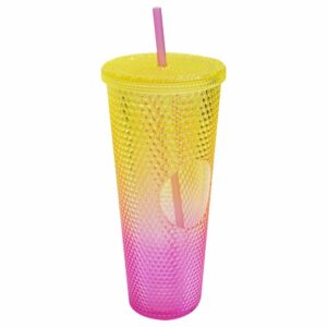 Vaso Diamante Con Tapa Y Sorbete FREE HOME Plástico