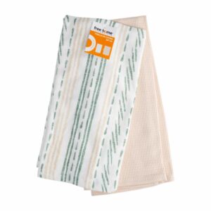 Toalla De Cocina Beige Lineas FREE HOME X 2 Uds
