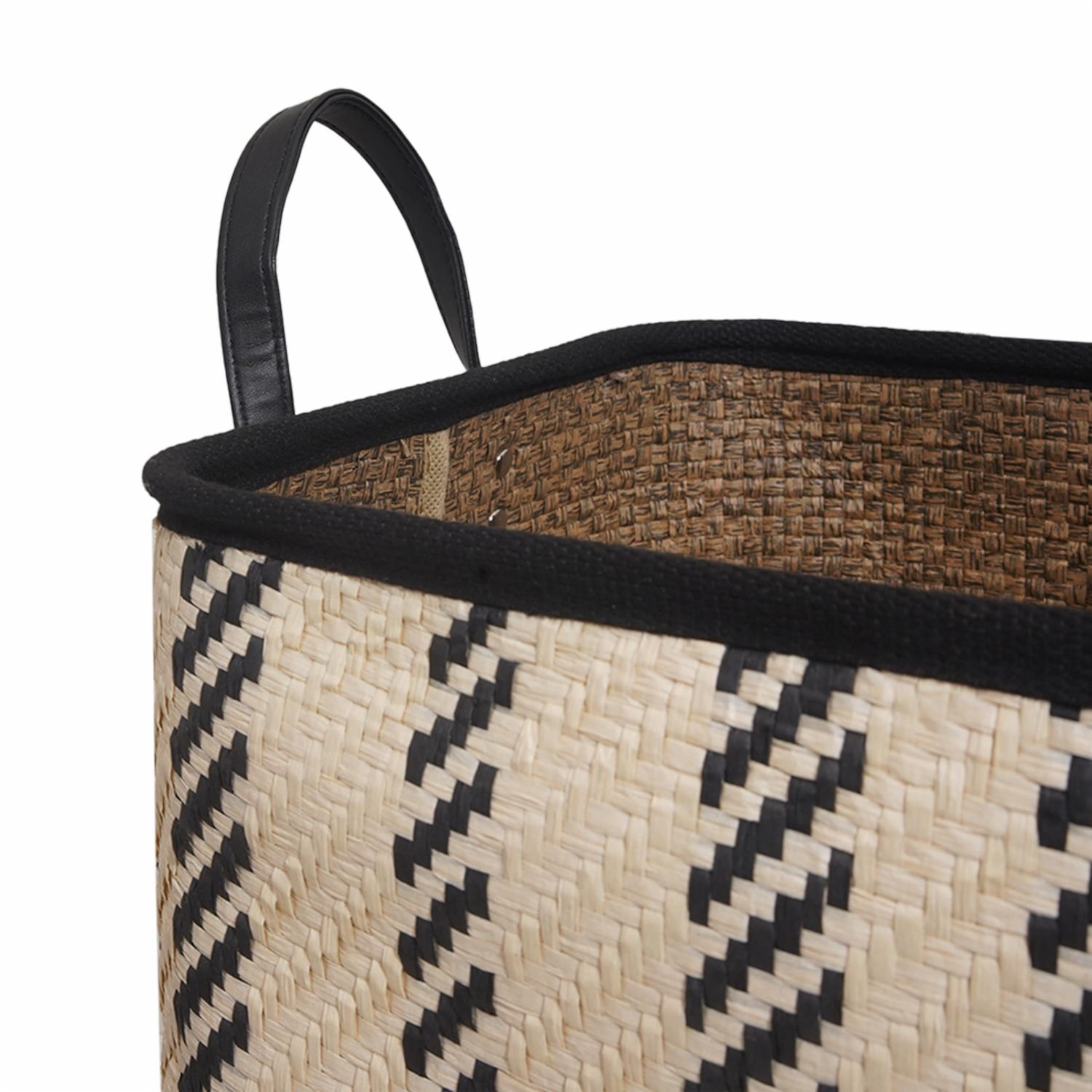 Cesta De Mimbre Redonda Con Centro De Líneas FREE HOME Grande - Imagen 2