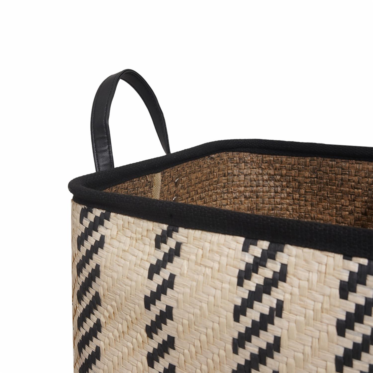 Cesta De Mimbre Redonda Con Centro De Líneas FREE HOME Pequeño - Imagen 2