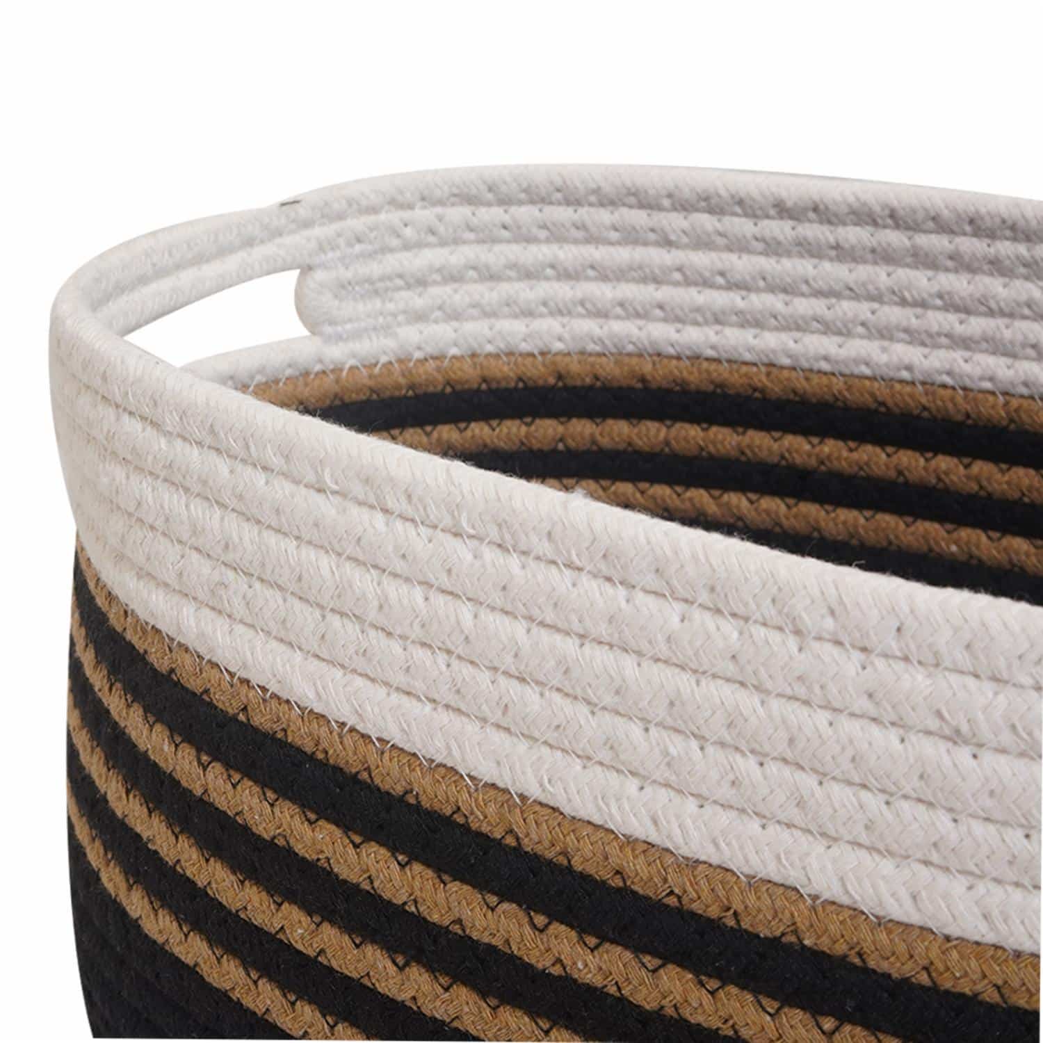 Cesta De Mimbre Ovalada Negra Con Filo Blanco FREE HOME Grande - Imagen 2