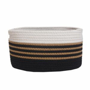 Cesta De Mimbre Ovalada Negra Con Filo Blanco FREE HOME Pequeño