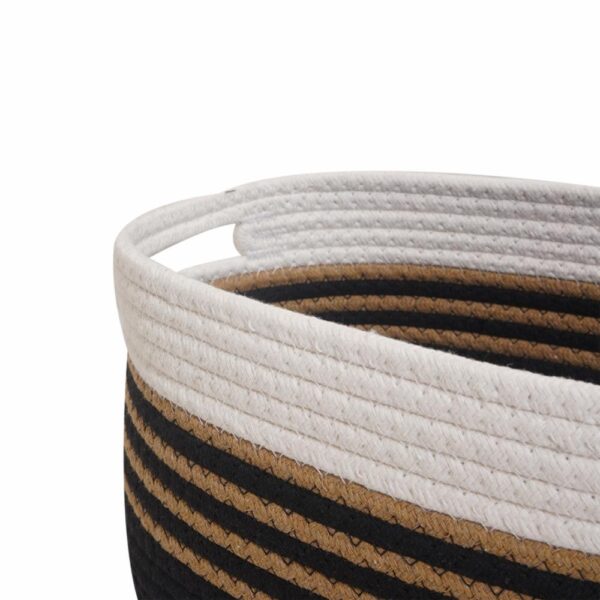 Cesta De Mimbre Ovalada Negra Con Filo Blanco FREE HOME Pequeño - Imagen 2