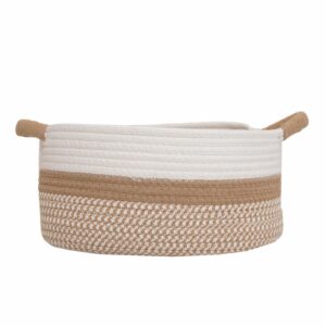 Cesta De Mimbre Ovalada Beige Con Filo Blanco FREE HOME Pequeño