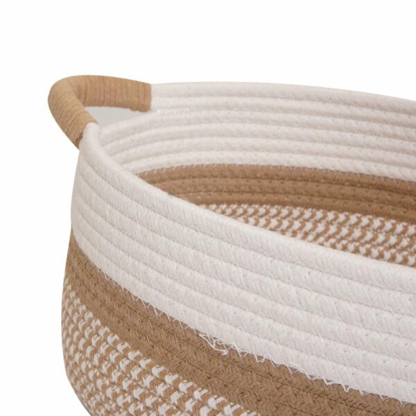 Cesta De Mimbre Ovalada Beige Con Filo Blanco FREE HOME Pequeño - Imagen 2