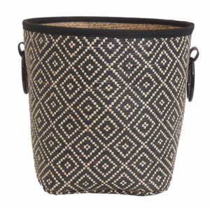 Cesta De Mimbre Redonda Con Rombos Negros FREE HOME Grande