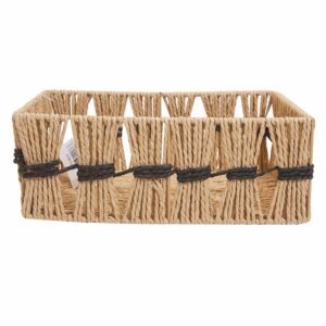 Cesta De Mimbre Rectangular Con Cordón Negro FREE HOME Grande