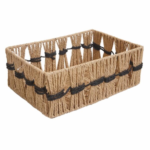Cesta De Mimbre Rectangular Con Cordón Negro FREE HOME Grande - Imagen 2