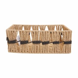 Cesta De Mimbre Rectangular Con Cordón Negro FREE HOME Mediano