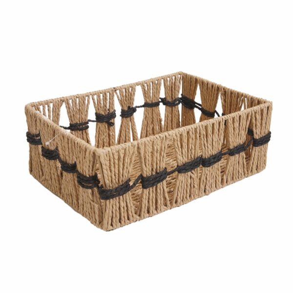 Cesta De Mimbre Rectangular Con Cordón Negro FREE HOME Mediano - Imagen 2