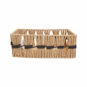 Cesta De Mimbre Rectangular Con Cordón Negro FREE HOME Pequeño