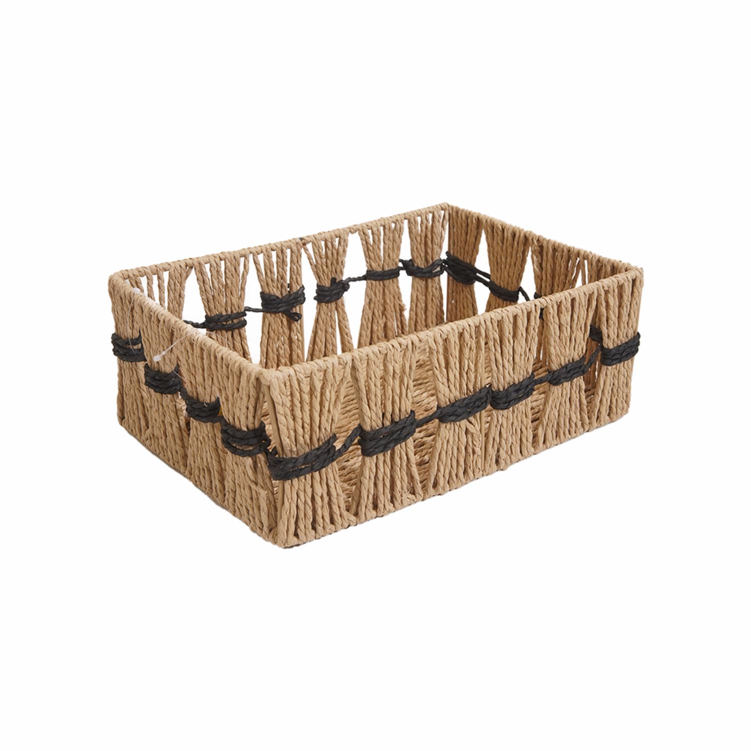 Cesta De Mimbre Rectangular Con Cordón Negro FREE HOME Pequeño - Imagen 2