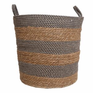 Cesta De Mimbre Redonda Centro Líneas Negras FREE HOME Grande