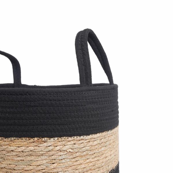 Cesta De Mimbre Redonda Con Agarraderas Y Líneas Negras FREE HOME Pequeño - Imagen 2