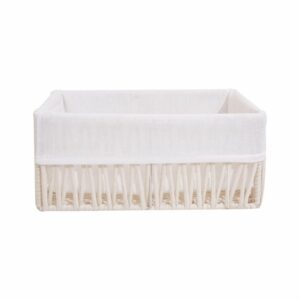 Cesta De Mimbre Rectangular Con Cordones Beige FREE HOME Grande